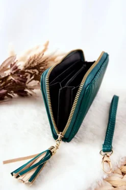 Best Duży Portfel Pikowany Z Paseczkiem Zielony Portfele