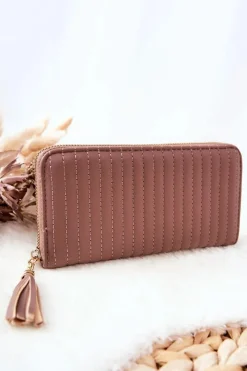 Best Duży Portfel Pikowany Z Paseczkiem Cappucino Portfele