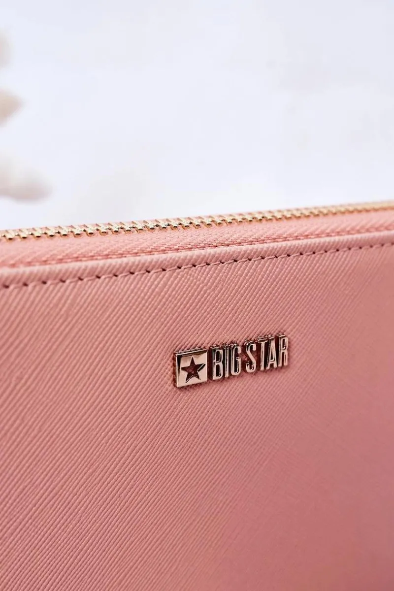 New Big Star Shoes Duży Skórzany Portfel Big Star HH674002 Różowy