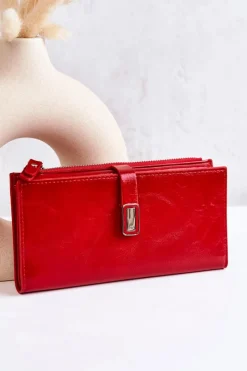 Best Boto Duży Skórzany Portfel Na Magnes Czerwony Nereva