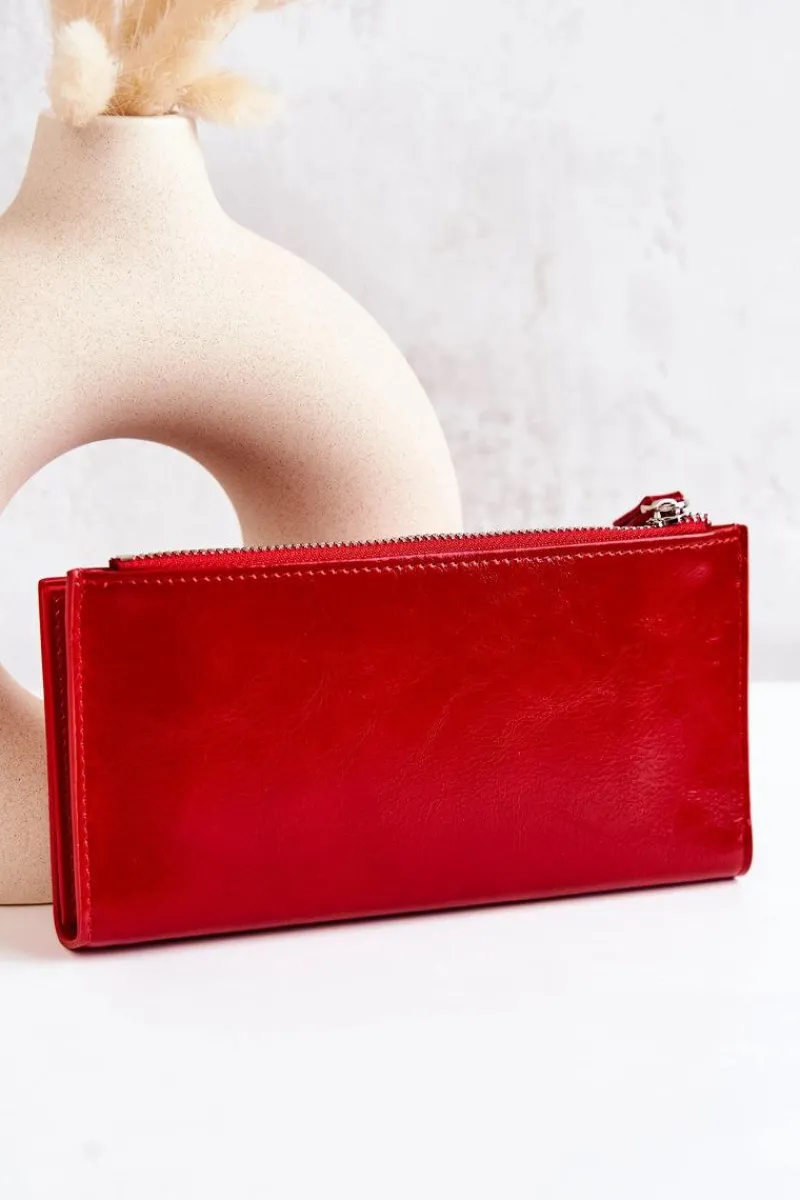 Best Boto Duży Skórzany Portfel Na Magnes Czerwony Nereva