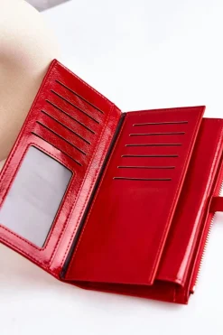 Best Boto Duży Skórzany Portfel Na Magnes Czerwony Nereva