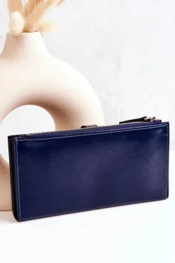 Boto Duży Skórzany Portfel Na Magnes Granatowy Nereva