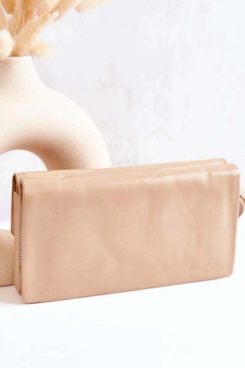 Portfele>Boto Duży Skórzany Portfel Na Suwak Loreaine Beżowy