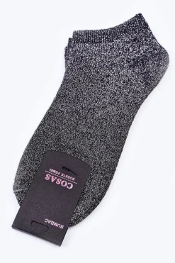 Online Dwupak Damskie Stopki Ze Srebrną Nitką Czarne Skarpetki|Skarpetki