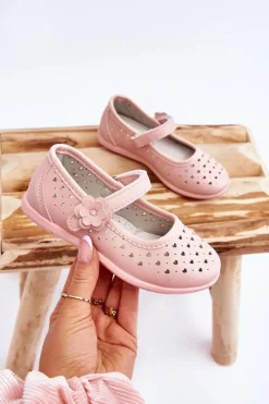 Online Dziecięce Ażurowe Balerinki Różowe Lenna Dzieci Balerinki Dziecięce