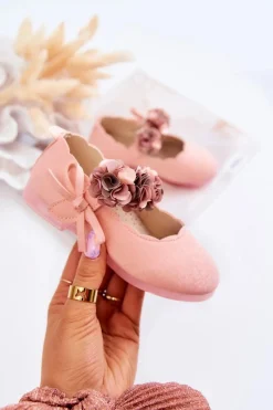 Balerinki Dziecięce>Buty damskie Vinceza Dziecięce Balerinki Na Rzepy Kwiaty Różowe Caitlin