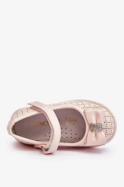 Hot Buty damskie Vinceza Dziecięce Balerinki Z Kokardą Na Rzep Różowe Halle Różowy