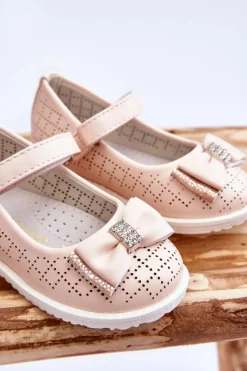 Hot Buty damskie Vinceza Dziecięce Balerinki Z Kokardą Na Rzep Różowe Halle Różowy