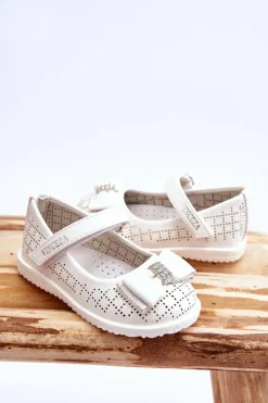 Sale Buty damskie Vinceza Dziecięce Balerinki Z Kokardą Na Rzep Białe Halle