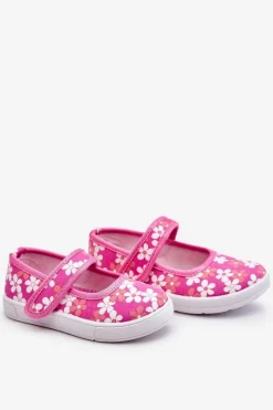 Balerinki Dziecięce>Boto Dziecięce Baleriny W Kwiatuszki Różowe Noah Różowy