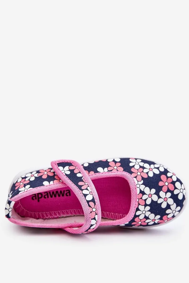 Outlet Dziecięce Baleriny W Kwiatuszki Granatowo-Różowe Noah Dzieci Balerinki Dziecięce