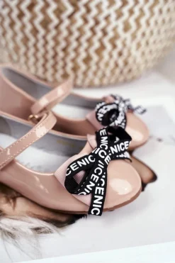 Best Dziecięce Beżowe Balerinki na Rzep Barski Mindi Dzieci Balerinki Dziecięce