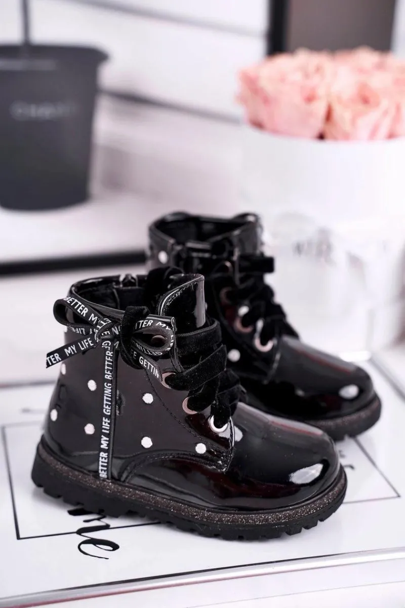 Dziewczęce>Evento Dziecięce botki lakierowane ocieplane czarne Essie