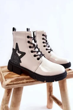 Dziewczęce>Evento Dziecięce Botki Lakierowane Z Suwakiem Białe Yukko