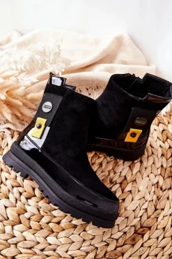 New Boto Dziecięce Botki Lakierowane Zamszowe Czarne My Lovely