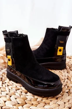 New Boto Dziecięce Botki Lakierowane Zamszowe Czarne My Lovely