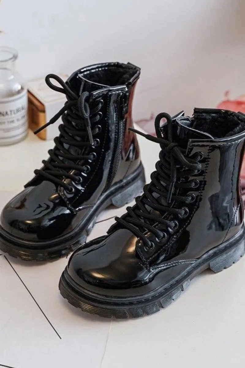 Online Boto Dziecięce Botki Lakierowane Z Suwakiem Czarne Tibbie Czarny