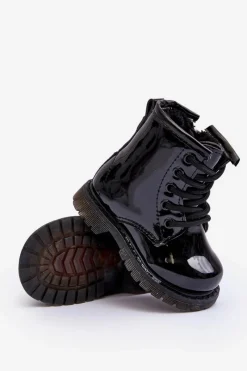 Online Boto Dziecięce Botki Lakierowane Z Suwakiem Czarne Tibbie Czarny