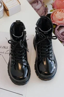 Online Boto Dziecięce Botki Lakierowane Z Suwakiem Czarne Tibbie Czarny