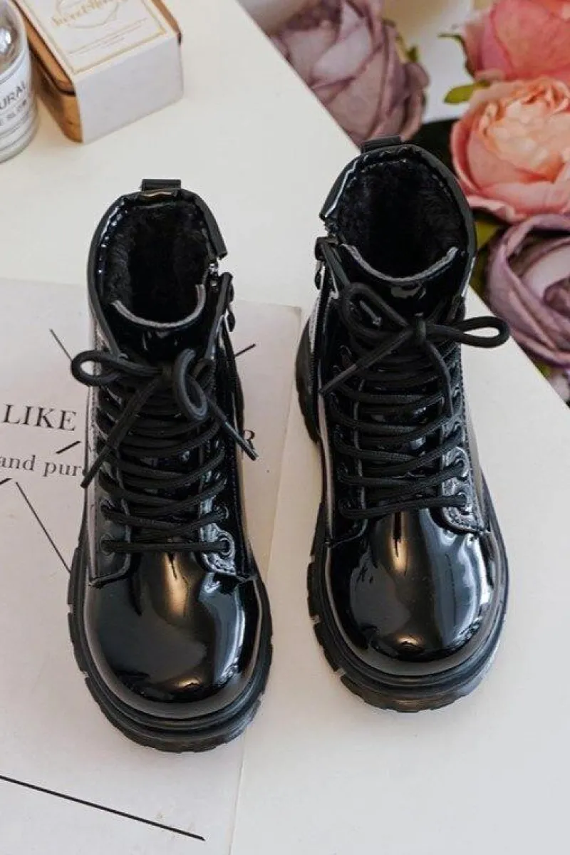 Online Boto Dziecięce Botki Lakierowane Z Suwakiem Czarne Tibbie Czarny