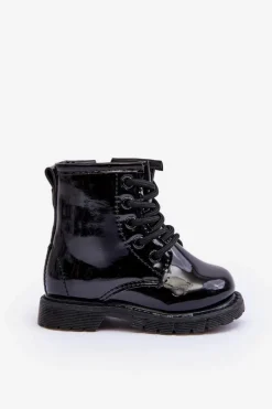 Online Boto Dziecięce Botki Lakierowane Z Suwakiem Czarne Tibbie Czarny