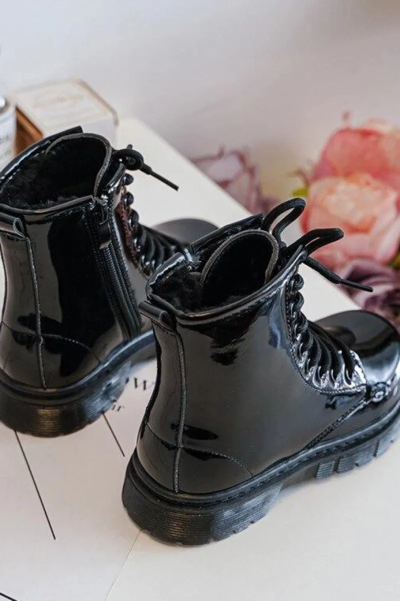 Online Boto Dziecięce Botki Lakierowane Z Suwakiem Czarne Tibbie Czarny