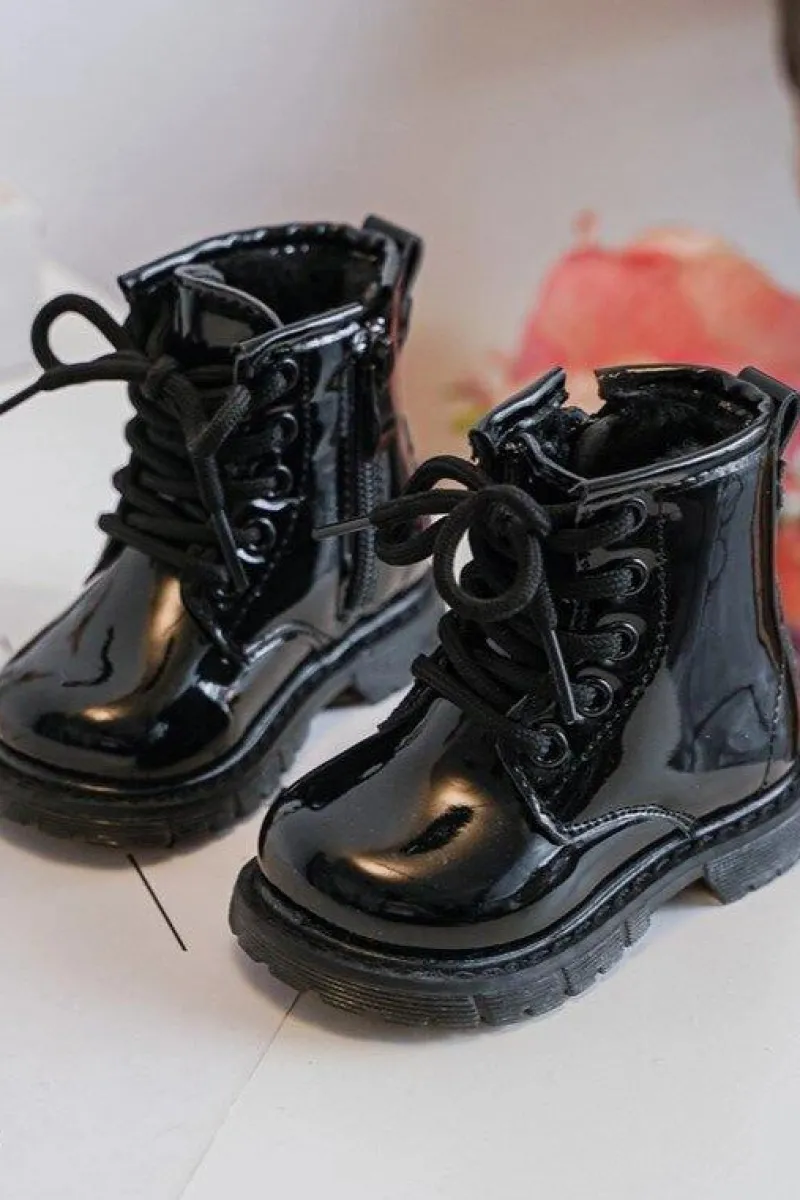 Online Boto Dziecięce Botki Lakierowane Z Suwakiem Czarne Tibbie Czarny