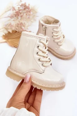 Online Boto Dziecięce Botki Lakierowane Z Suwakiem Beżowe Tibbie