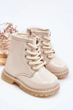 Online Boto Dziecięce Botki Lakierowane Z Suwakiem Beżowe Tibbie