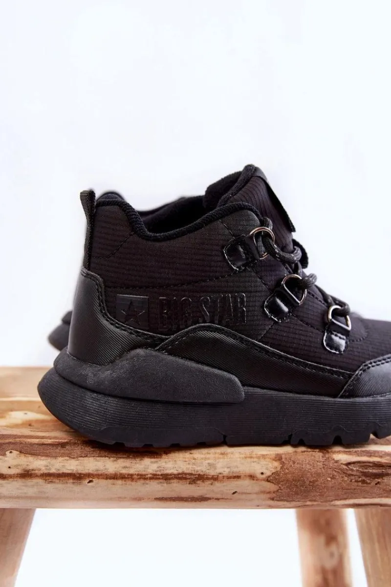 New Dziecięce Botki Memory Foam Big Star KK374119 Czarne Dzieci Chłopięce