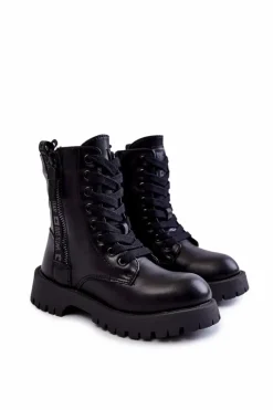 Outlet Dziecięce Botki Na Suwak Big Star KK374136 Czarne Dzieci Dziewczęce