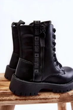 Outlet Dziecięce Botki Na Suwak Big Star KK374136 Czarne Dzieci Dziewczęce