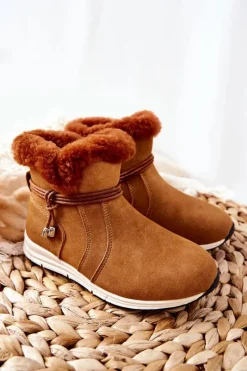 Best Dziecięce Botki Śniegowce Big Star BB374058BS Camel Dzieci Dziewczęce|Dziewczęce