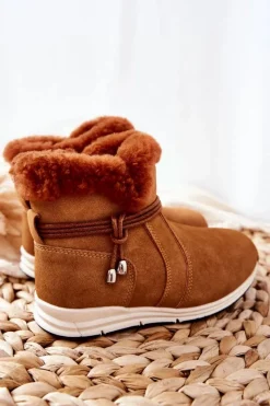 Best Dziecięce Botki Śniegowce Big Star BB374058BS Camel Dzieci Dziewczęce|Dziewczęce