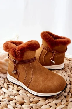 Best Dziecięce Botki Śniegowce Big Star BB374058BS Camel Dzieci Dziewczęce|Dziewczęce