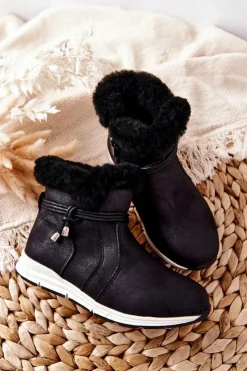 Big Star Shoes Dziecięce Botki Śniegowce Big Star BB374056BS Czarne Czarny