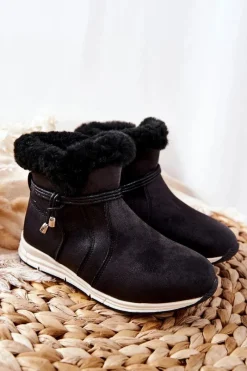 Big Star Shoes Dziecięce Botki Śniegowce Big Star BB374056BS Czarne Czarny