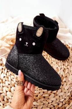 Best Buty damskie Vinceza Dziecięce Botki Śniegowce Czarne Coreris