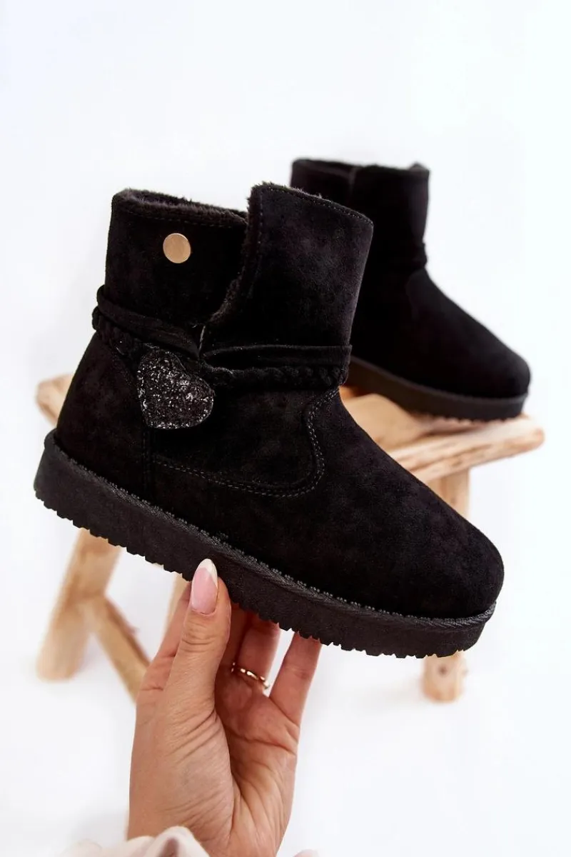 Sale Dziecięce Botki Śniegowce Czarne May Dzieci Dziewczęce