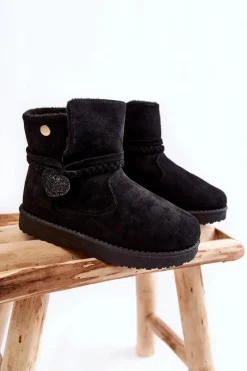 Sale Dziecięce Botki Śniegowce Czarne May Dzieci Dziewczęce