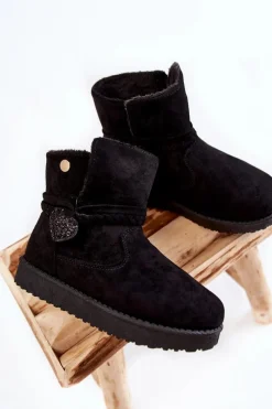 Sale Dziecięce Botki Śniegowce Czarne May Dzieci Dziewczęce