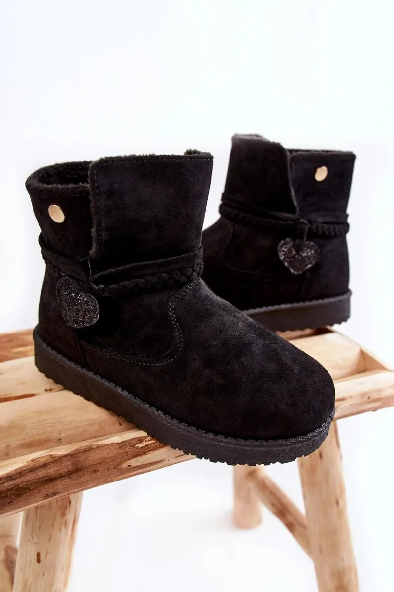 Sale Dziecięce Botki Śniegowce Czarne May Dzieci Dziewczęce