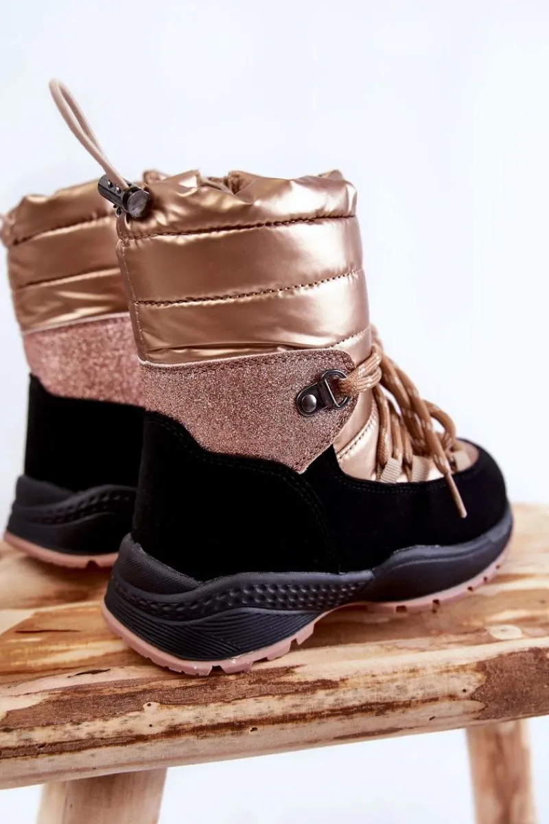 Dziewczęce|Dziewczęce>Evento Dziecięce Botki Śniegowce Ocieplane Na Suwak Złote Leena