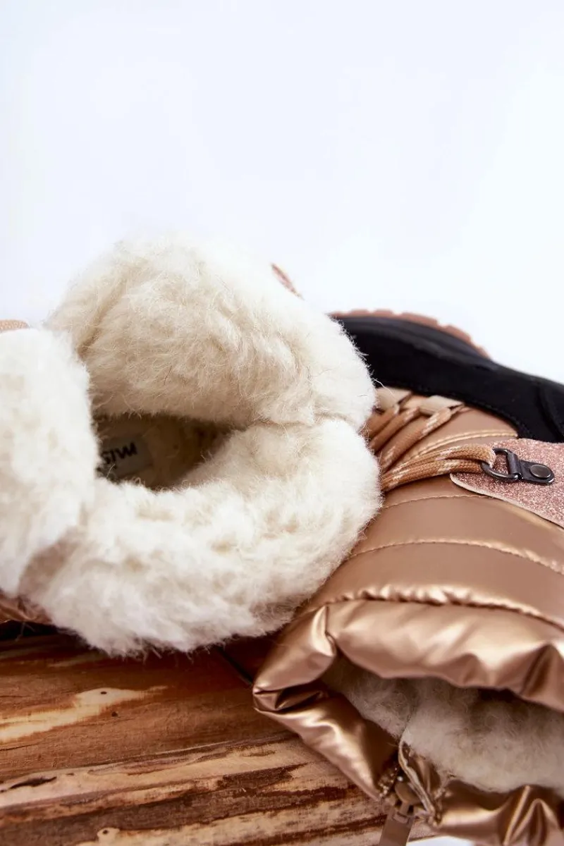 Dziewczęce|Dziewczęce>Evento Dziecięce Botki Śniegowce Ocieplane Na Suwak Złote Leena