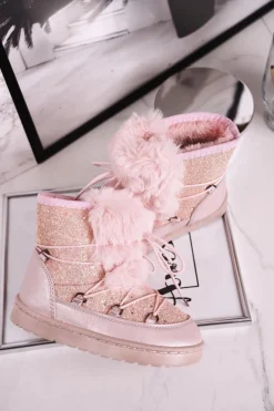Sale Boto Dziecięce Botki Śniegowce Z Futerkiem Jasny Róż Minnie Mouse