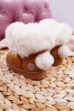 Online Dziecięce Botki Śniegowce z Futerkiem Camel Kiks Dzieci Dziewczęce