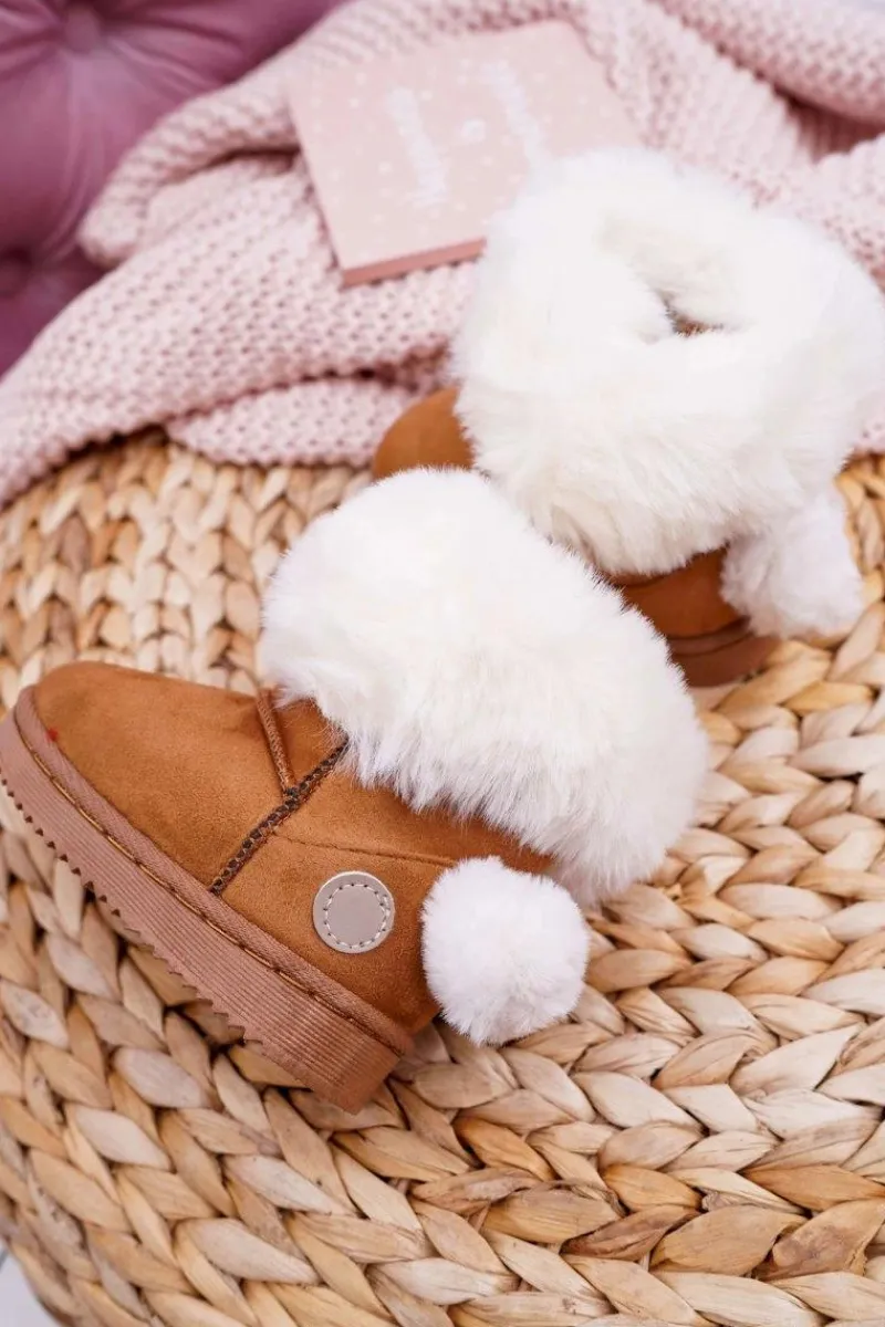 Online Dziecięce Botki Śniegowce z Futerkiem Camel Kiks Dzieci Dziewczęce