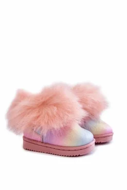 Dziewczęce>Boto Dziecięce Botki Śniegowce Z Futerkiem Wielokolorowe Ariana Wielokolorowy