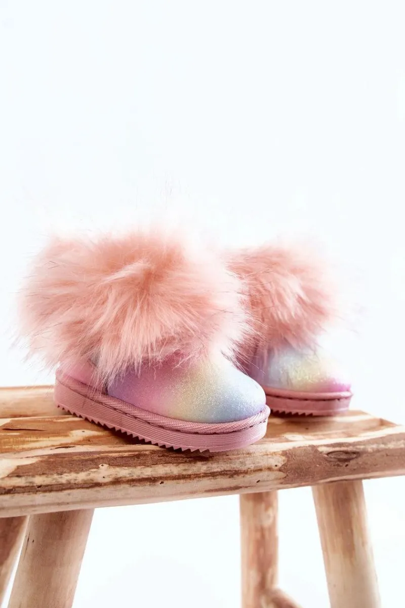 Dziewczęce>Boto Dziecięce Botki Śniegowce Z Futerkiem Wielokolorowe Ariana Wielokolorowy